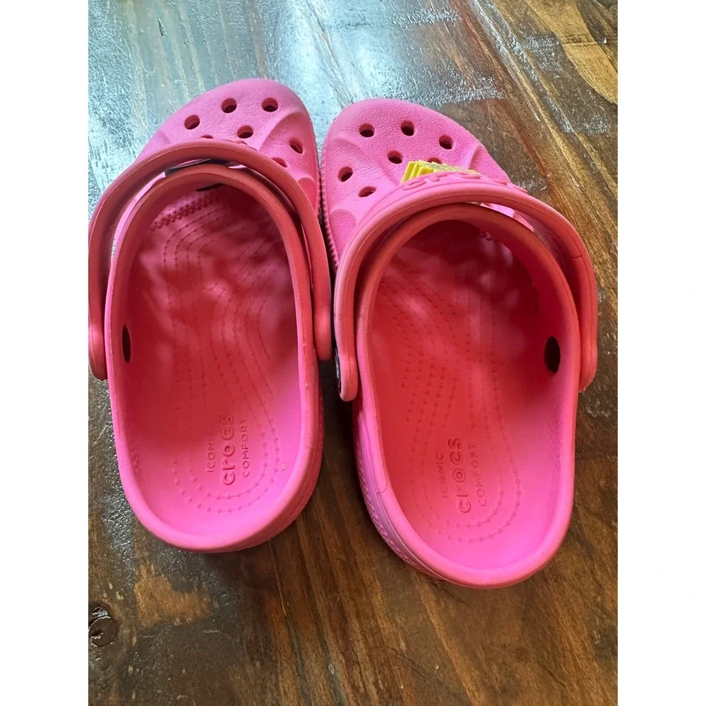 Crocs Baya Clog Kids Electric Pink Rainbow Sun Jibbitz Slip On Shoes C10 Toddler